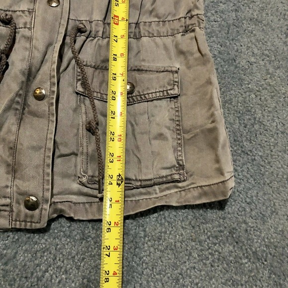 Max Jeans Utility Vest Small Gray 4 Pockets Full Zip w/ Snaps Adjustable Waist - Picture 9 of 11